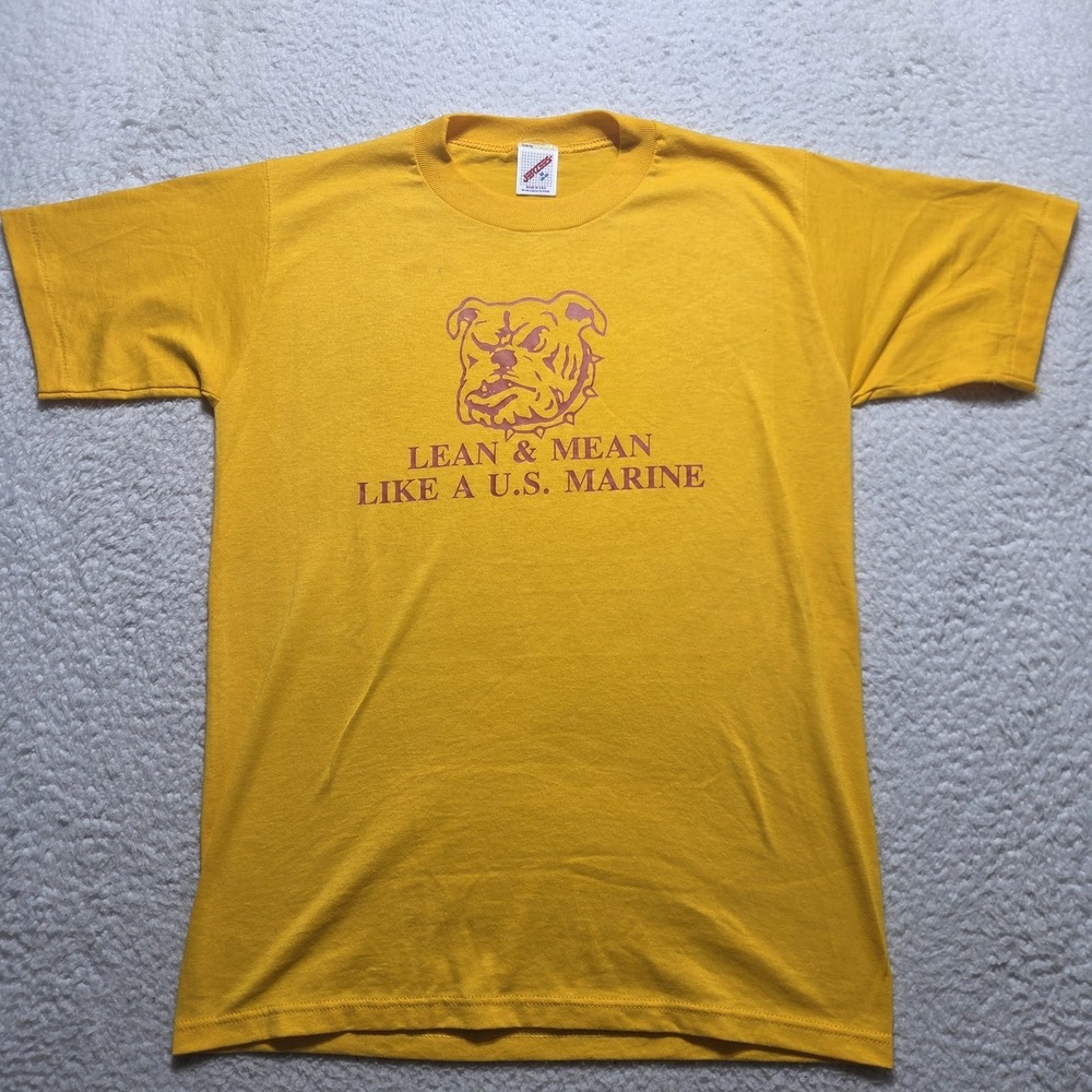 VTG 80's US Marine Corps Bulldog Mean Like A U.S. Marine Size Medium Jerzees Tag